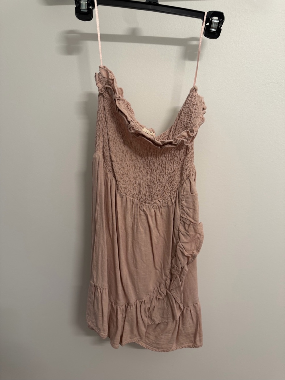 Ruffled Smocked Spaghetti Strap Dress - Dusty Rose